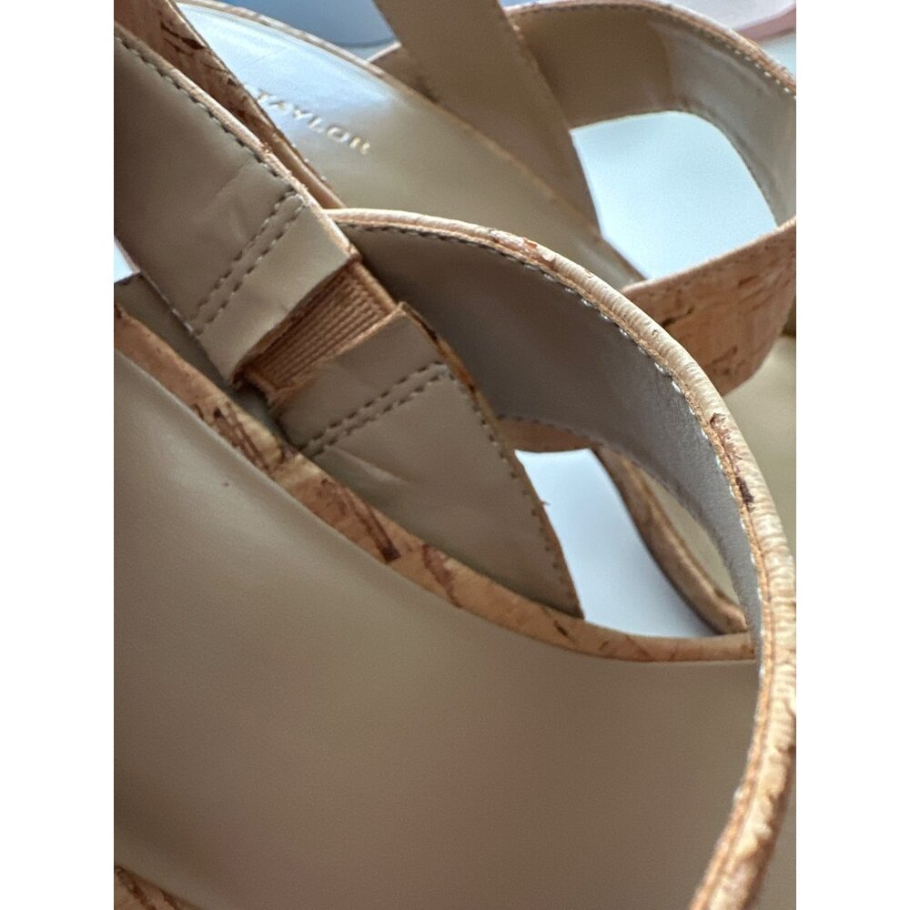 Ann Taylor Strappy Slingback Sandals Cork Wrapped Block Heel Open Toe Size 11 - Picture 6 of 9